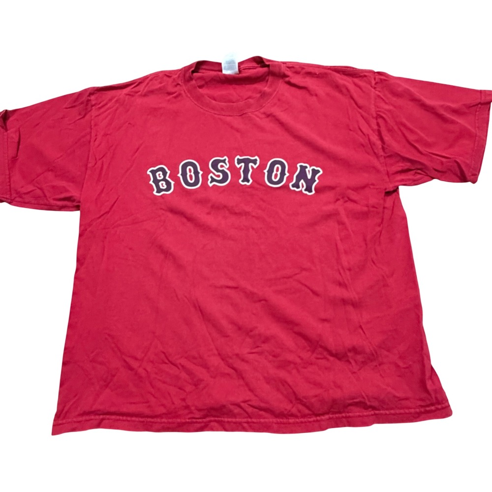 Boston Graphic T-Shirt Mens XL‎ Red Cotton Short Sleeve Crewneck City Souvenir